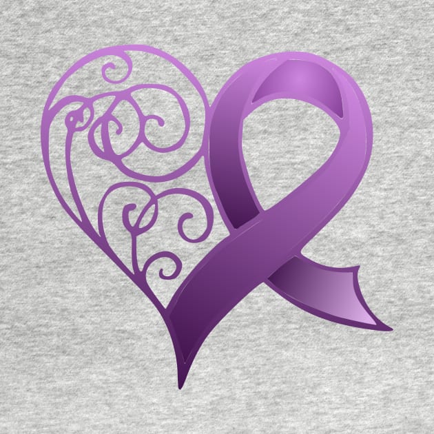 Purple Ribbon with Heart by AlondraHanley